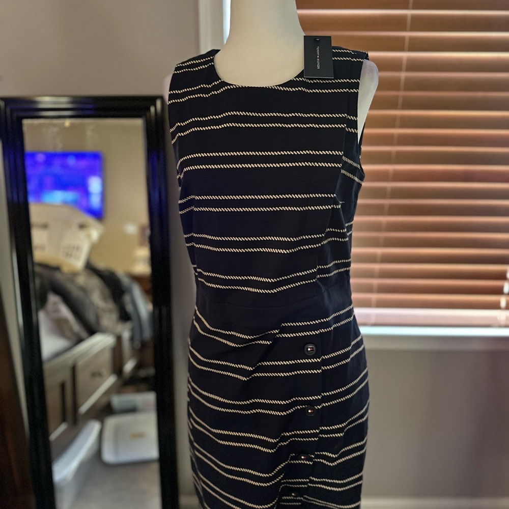 Navy and White Striped Dress